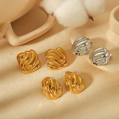 1 Pair Exaggerated IG Style Geometric Solid Color Polishing 304 Stainless Steel 18K Gold Plated Ear Studs