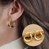 1 Pair Simple Style Round Plating 304 Stainless Steel 18K Gold Plated Earrings
