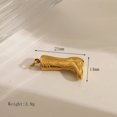 1 pieza de acero inoxidable 304 chapado en oro de 14 quilates y chapado en oro de 18 quilates con dijes de botas.