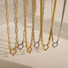 Wholesale Jewelry Casual Basic Commute Solid Color 304 Stainless Steel 18K Gold Plated Pendant Necklace