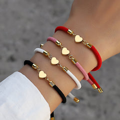 Classic Style Letter Heart Shape 304 Stainless Steel Nylon Wholesale Bracelets