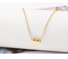 Wholesale Jewelry Simple Style Heart Shape 316L Stainless Steel 18K Gold Plated Three-dimensional Pendant Necklace