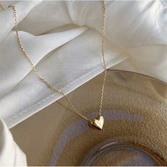 Wholesale Jewelry Simple Style Heart Shape 316L Stainless Steel 18K Gold Plated Three-dimensional Pendant Necklace