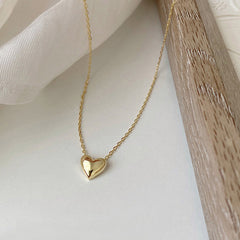 Wholesale Jewelry Simple Style Heart Shape 316L Stainless Steel 18K Gold Plated Three-dimensional Pendant Necklace
