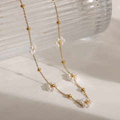 Wholesale Jewelry Retro Sweet Commute Flower 304 Stainless Steel 18K Gold Plated Necklace