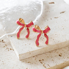 1 Pair Princess Cute Bow Knot Alloy Ear Studs