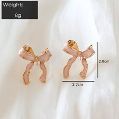 1 Pair Princess Cute Bow Knot Alloy Ear Studs