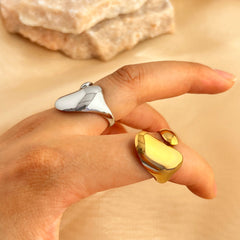 Wholesale Jewelry Casual Retro Simple Style Geometric 201 Stainless Steel 18K Gold Plated Open Rings