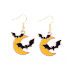 1 par de pendientes colgantes de aleación de zinc con diseño divertido y genial de calabaza, telaraña, fantasma y esmalte.