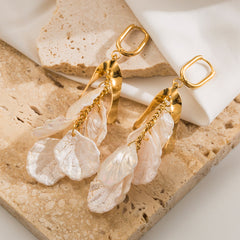 1 Pair Simple Style Heart Shape Petal Inlay 304 Stainless Steel Acrylic 18K Gold Plated Drop Earrings