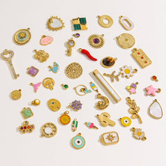 Colgante de acero inoxidable 304 con diamantes de imitación de piedra natural chapado en oro de 14 quilates con forma de corazón geométrico y flor.