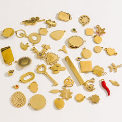 Colgante de acero inoxidable 304 con diamantes de imitación de piedra natural chapado en oro de 14 quilates con forma de corazón geométrico y flor.