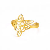 Anillos chapados en acero inoxidable 304 de color sólido con nudo de bruja de estilo simple, venta al por mayor