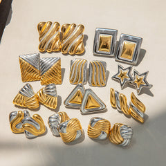 1 Pair Elegant Simple Style Classic Style Geometric Mixed Color Plating 304 Stainless Steel Ear Studs