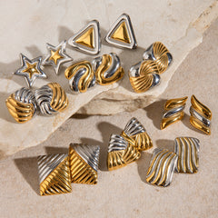 1 Pair Elegant Simple Style Classic Style Geometric Mixed Color Plating 304 Stainless Steel Ear Studs