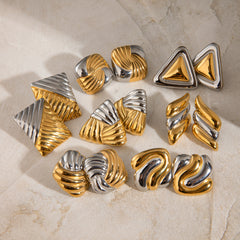 1 Pair Elegant Simple Style Classic Style Geometric Mixed Color Plating 304 Stainless Steel Ear Studs