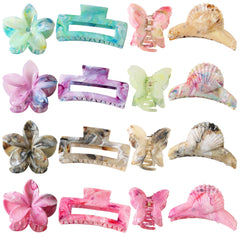 Pinzas para el pelo con diseño de mariposa de mármol informal para mujer, láminas de ácido acético, barniz para hornear