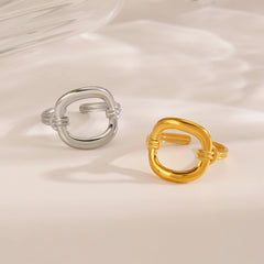 Wholesale Jewelry Simple Style Classic Style Commute Geometric 304 Stainless Steel 18K Gold Plated Open Rings