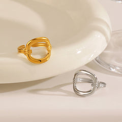 Wholesale Jewelry Simple Style Classic Style Commute Geometric 304 Stainless Steel 18K Gold Plated Open Rings