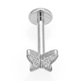 1 Piece Lip Rings Simple Style Commute Crown Butterfly Titanium Steel Inlay Zircon 18K Gold Plated Ear Cartilage Rings & Studs