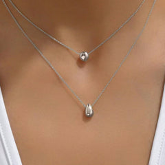 Wholesale Jewelry Simple Style Classic Style Commute Water Droplets 304 Stainless Steel Double Layer Necklaces