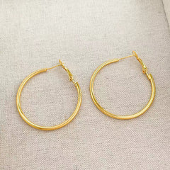 1 Pair Basic Simple Style Classic Style Round 304 Stainless Steel 18K Gold Plated Earrings