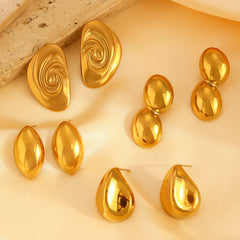 1 Pair Retro Simple Style Commute Geometric 304 Stainless Steel 18K Gold Plated Ear Studs
