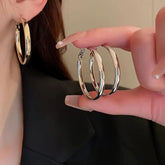 1 Pair Simple Style Round 304 Stainless Steel 18K Gold Plated Earrings