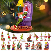 Cross-Border Christmas Grinch Ornaments 2D Flat Acrylic Pendant Green Fur Monster Christmas Tree Holiday Decorations Gift
