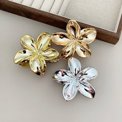 Cross-Border New Arrival Gold and Silver Color Bauhinia Large Grip 8cm Plumeria Rubra Barrettes Female Head Shark Clip Headwear