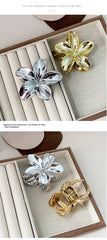 Cross-Border New Arrival Gold and Silver Color Bauhinia Large Grip 8cm Plumeria Rubra Barrettes Female Head Shark Clip Headwear