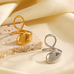 Anillos de acero inoxidable 304 chapados en oro de 18 quilates con diseño ovalado estilo IG.