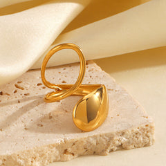 Anillos de acero inoxidable 304 chapados en oro de 18 quilates con diseño ovalado estilo IG.