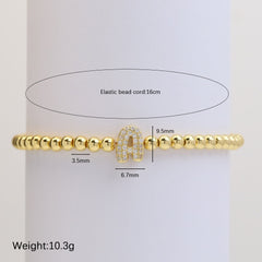 Pulsera de alambre elástico con cuentas de cobre y 26 letras inglesas con globo de burbujas de latón con microincrustaciones Xi Yin