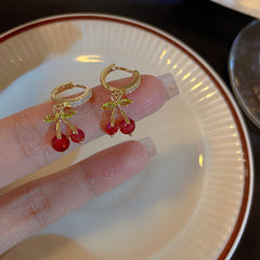 1 Pair Roman Style Artistic British Style Cherry Alloy Earrings
