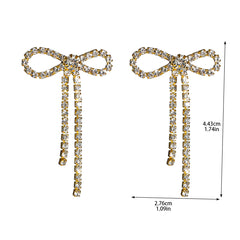 1 par de pendientes de cobre con diamantes de imitación y lazo Glam Lady