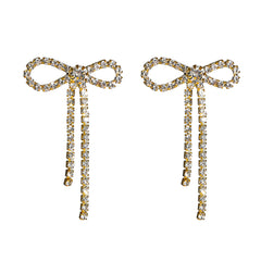 1 par de pendientes de cobre con diamantes de imitación y lazo Glam Lady