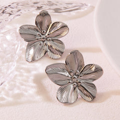 1 Pair Exaggerated Pastoral Streetwear Flower 304 Stainless Steel Imitation Gold Ear Studs