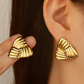 1 Pair Simple Style Triangle Plating 304 Stainless Steel Imitation Gold Stainless Steel Earrings