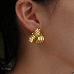 1 Pair Simple Style Triangle Plating 304 Stainless Steel Imitation Gold Stainless Steel Earrings