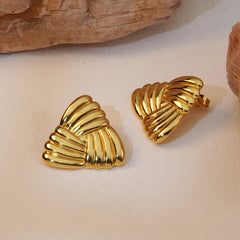 1 Pair Simple Style Triangle Plating 304 Stainless Steel Imitation Gold Stainless Steel Earrings