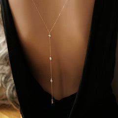 Simple water drop back chain necklace body chain female long necklace