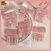 Horquilla rosa para mujer, con flequillo lateral en la frente, bonita horquilla para niña, pinza para el pelo roto, tocado bonito