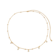 Cadena corporal de cadena fina de playa, cadena de cintura con flecos de estrella y luna de cristal de imitación