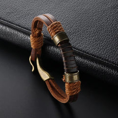 Men's Bracelet Leather Weave Hand Rope Vintage Bracelet Accessories Cow Leather Bracelet
