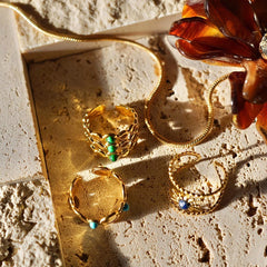 Anillo egipcio multicapa, versión ancha y hueca, anillo abierto con octagrama.