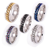 Titanium steel ring men's rotatable chain stainless steel jewelry 2 pieces