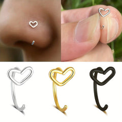 Anillo de nariz Love, piercing para la nariz de acero de titanio, joyería anti-perforación, antialérgico.
