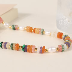 Collar de piedra natural de colores Collar de perlas naturales de agua dulce para mujer