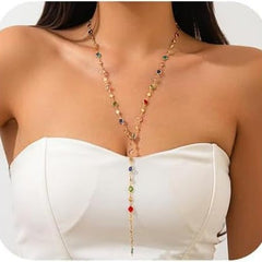 Crystal metal collarbone chain necklace (Minimum purchase of 2 pcs)
